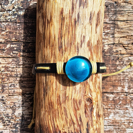 Bracelet ajustable en verre fabriqué à la main "Blue"