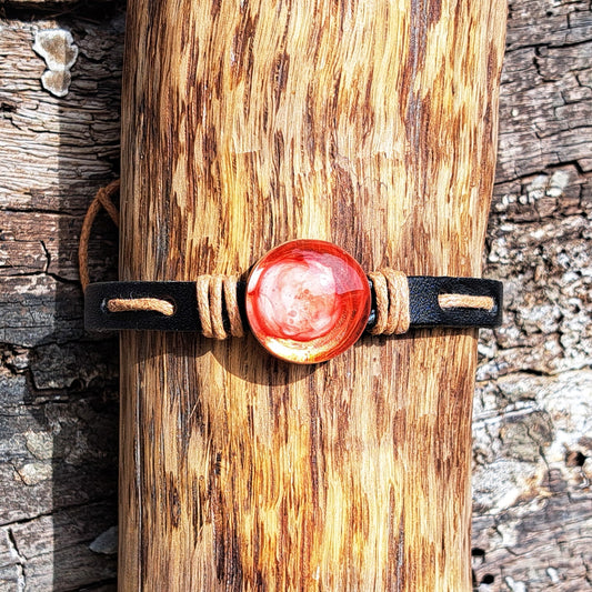 Bracelet ajustable en verre fabriqué à la main "Red"
