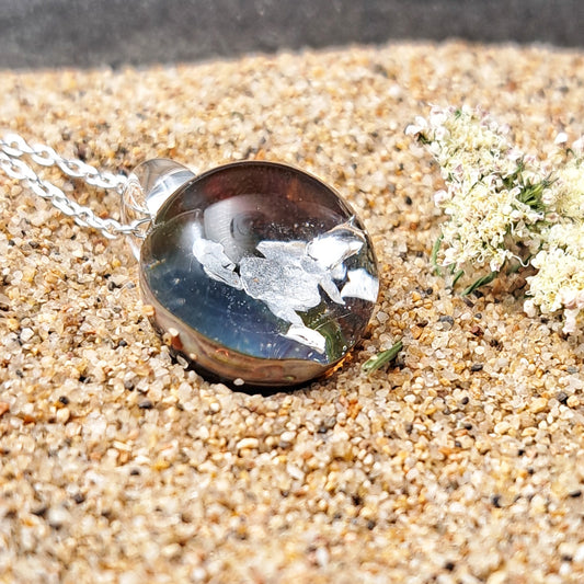 Pendentif Univers "satellite" en verre soufflé